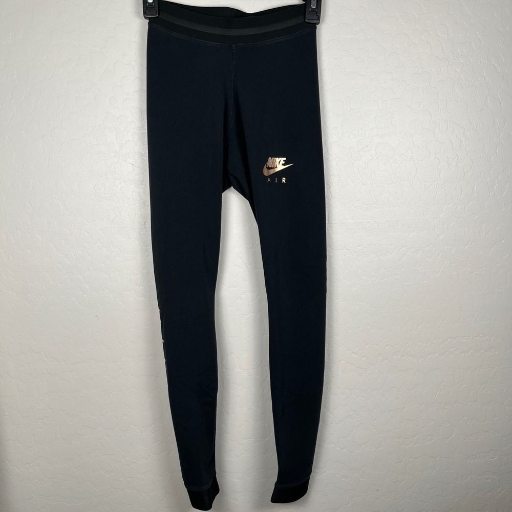 Nike Air Leggings Activewear Running Tights Rose Gold Logo Black Womens‎ XS